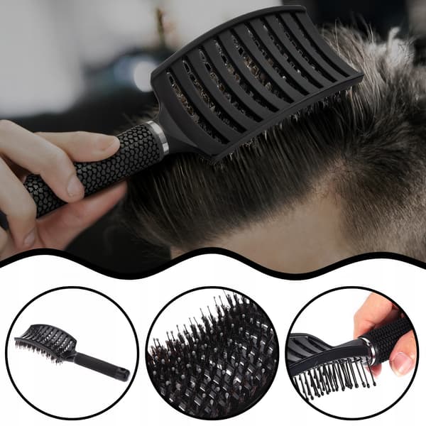 Hårborste FÖR kamning, styling, massage med borst, svart