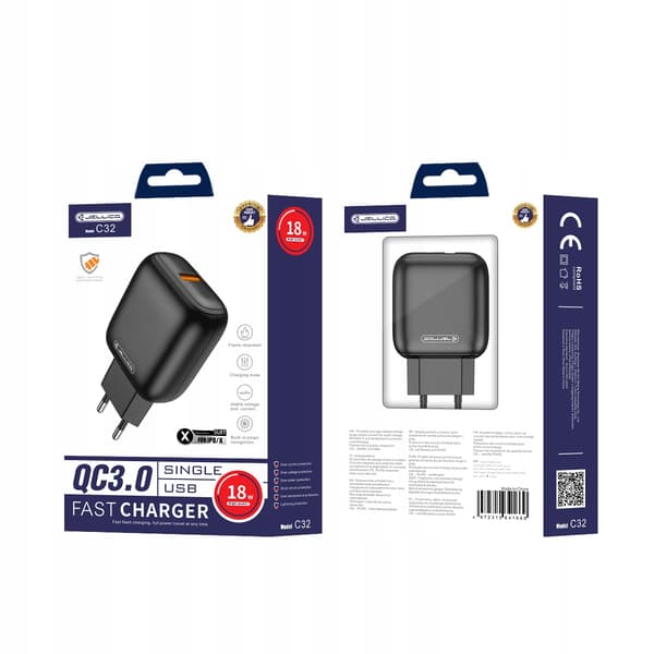 JELLICO Universal 18W Vægoplader + Lightning-kabel til iPhone PD
