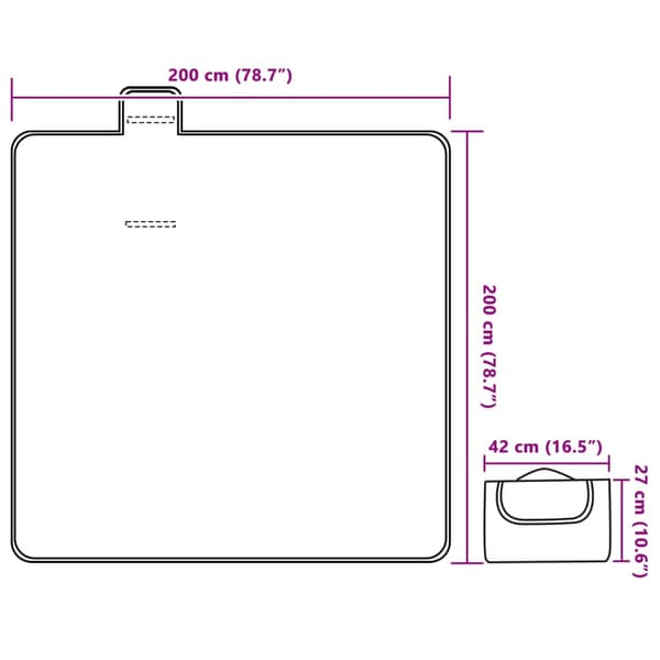 vidaXL foldbart picnictæppe røde og blå striber 200x200 cm