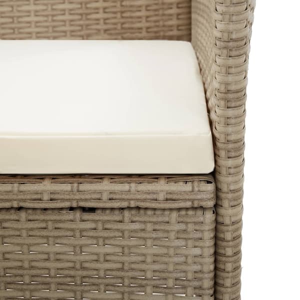 vidaXL Trädgårdsstolar med dynor, set om 2, polyrotting, beige