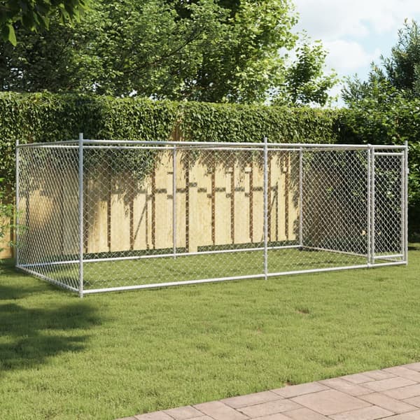 vidaXL Hundbur med dörr grå 4x2x1,5 m stål