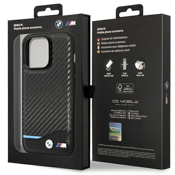 BMW Læderetui i Carbon til iPhone 13 Pro Max, Sort
