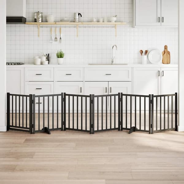 vidaXL foldbar hundegitter med dør 6 paneler sort 300 cm