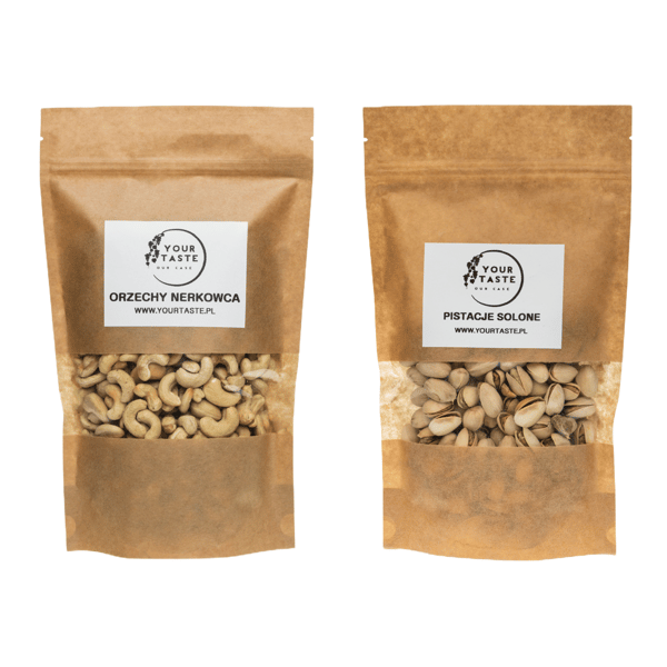 Sæt - Saltede pistacienødder 500g + Cashewnødder 500g