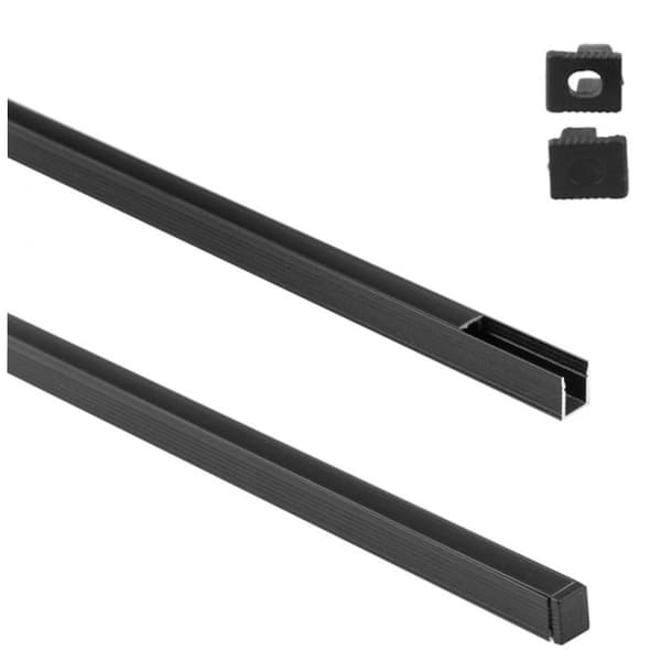 Overflademonteret aluminiumsprofil til LED-strimler sort + sort afdækning 2m Ecolight