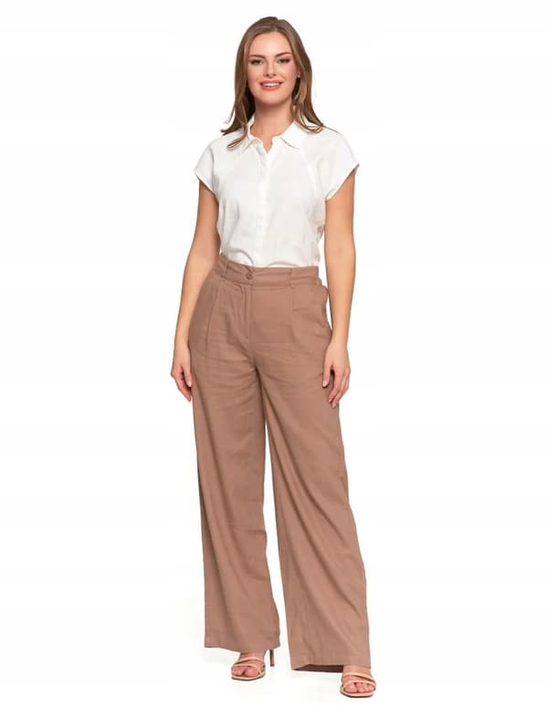 Dambyxor i linne, vida, hög midja, eleganta, MORAJ S BEIGE