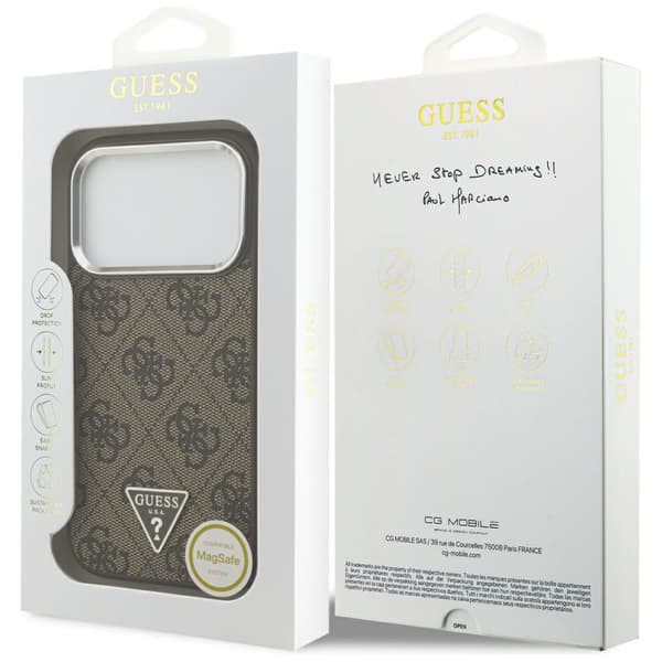 Guess 4G Triangle Logo MagSafe-etui til iPhone 17 Pro brun sølv
