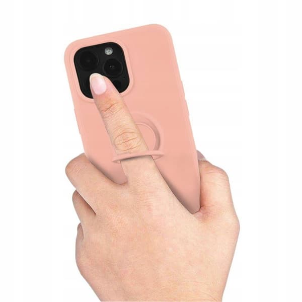 Skal till IPHONE 13 PRO Silikon Magnetisk Ring ROSA Baksida + Glas