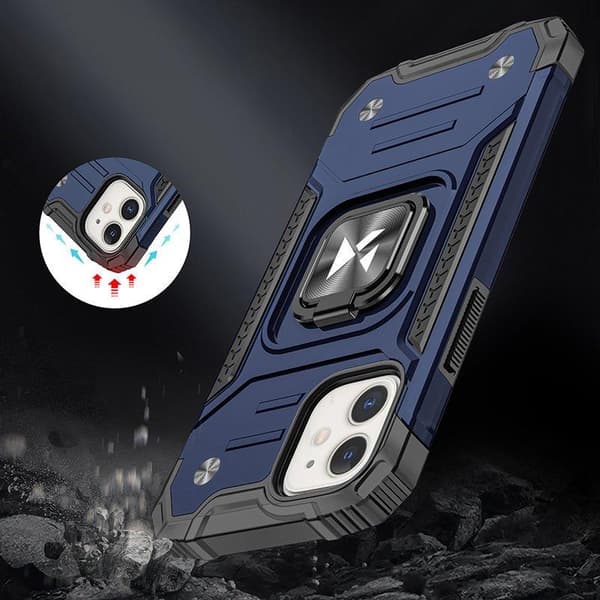 Armeret cover til iPhone 14 Plus magnetisk holder Ring Armor blå