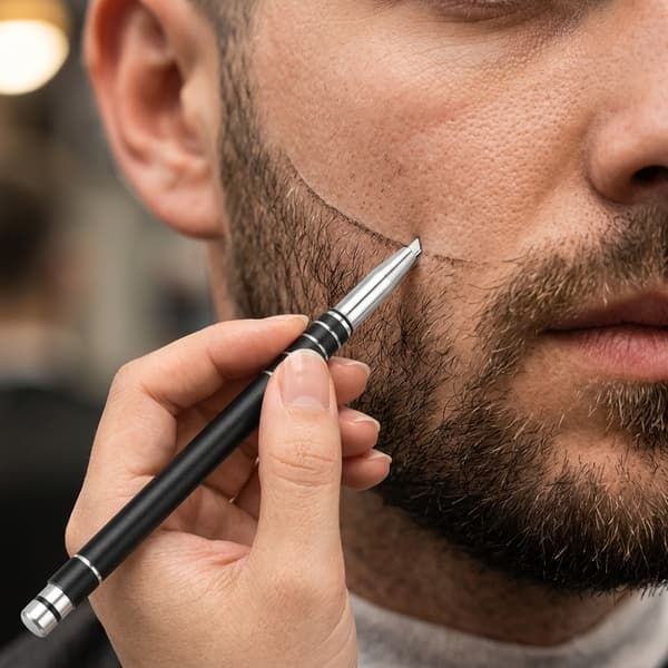 Blå barberblyant til konturering af hår og skæg
