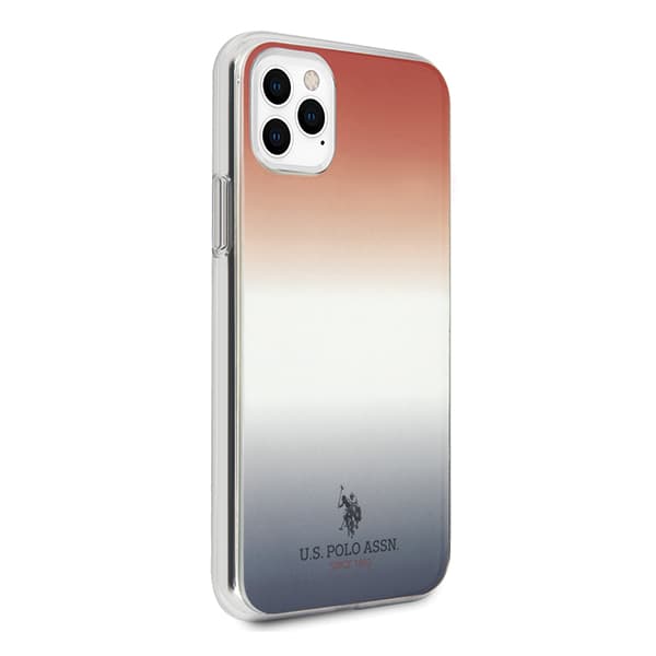 US Polo Gradient Pattern Collection-skal till iPhone 11 Pro, rött och blått
