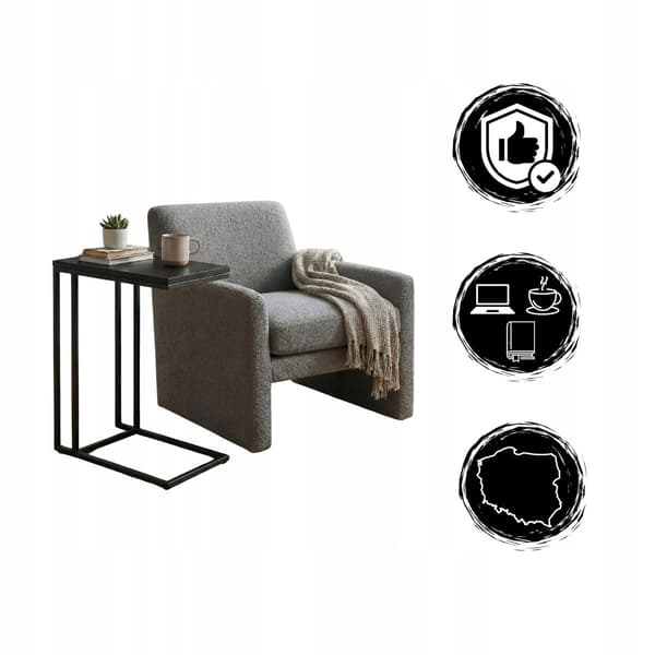 Sidesofabord sort Reims 40x25x60cm