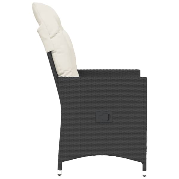 vidaXL havestol med hynder, sort polyrattan
