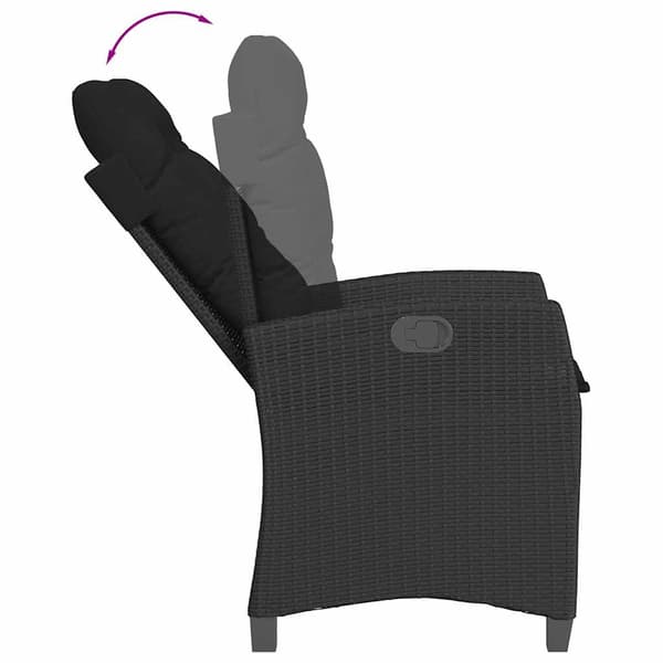 vidaXL havestol med hynder, sort polyrattan