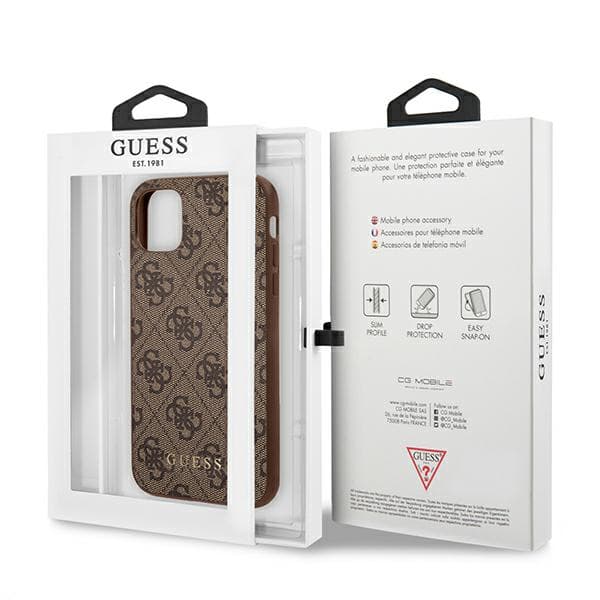 Guess 4G Metal Guld Logo Etui til iPhone 11 / Xr, Brun