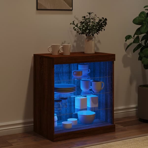 vidaXL LED-skab brunt egetræ 60,5x37x67 cm