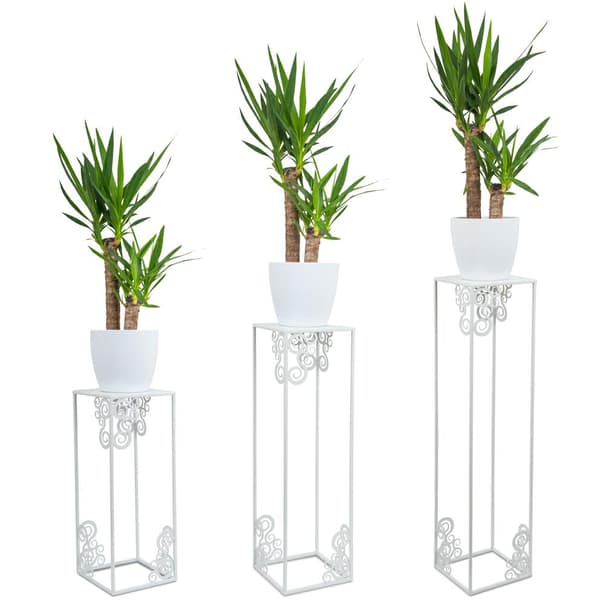 Modernt stående blomsterställ 80cm vitt