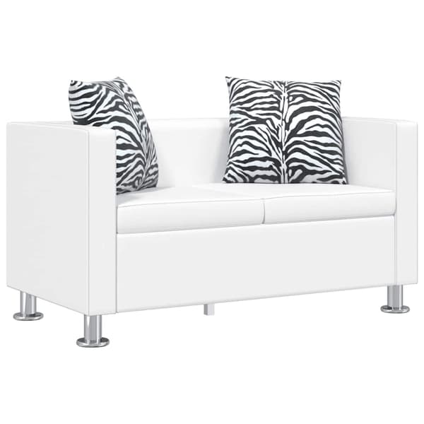 vidaXL 2-sits soffa i konstläder vit
