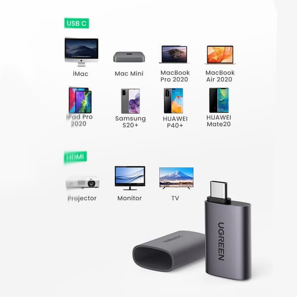 USB-C - HDMI 4K -videosovitin, harmaa