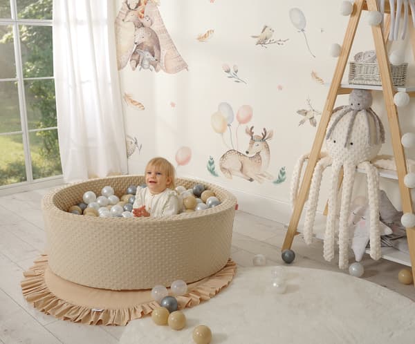 Minky torrpool H-30 cm med 200 bollar - smutsrosa