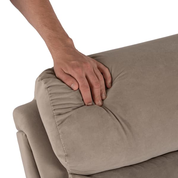KOBE Beige sammet Modern fåtölj med fotpall