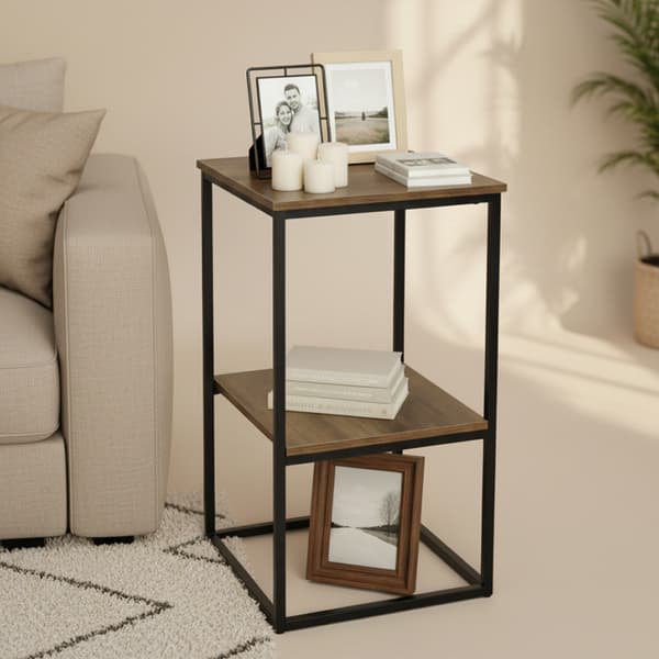 Reol med to hylder "Loft 2". Farve: brun, sort.