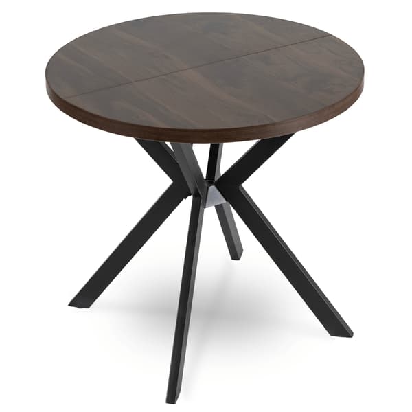 DORIAN Rundt Udtræksbord 80-160 cm Valnød/Sort Moderne Loft
