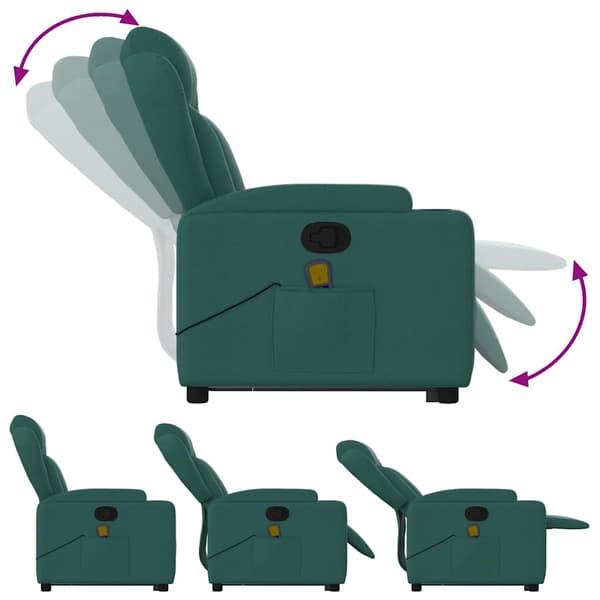 vidaXL Lyftbar massagefåtölj mörkgrön tyg