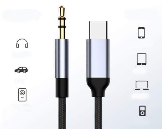 KABELADAPTER USB-C mini-jack 3,5 mm AUX DAC 1,5 m Zenwire ZC-19