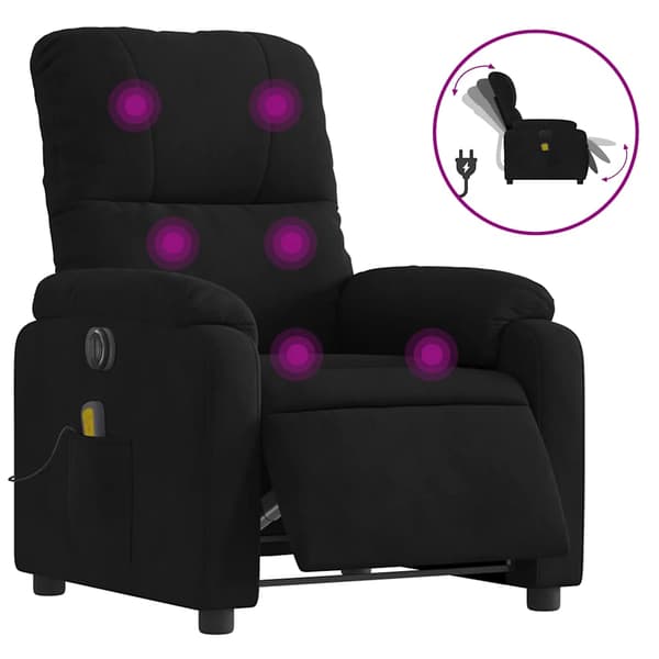 vidaXL elektrisk lænestol med massagefunktion, sort mikrofiber