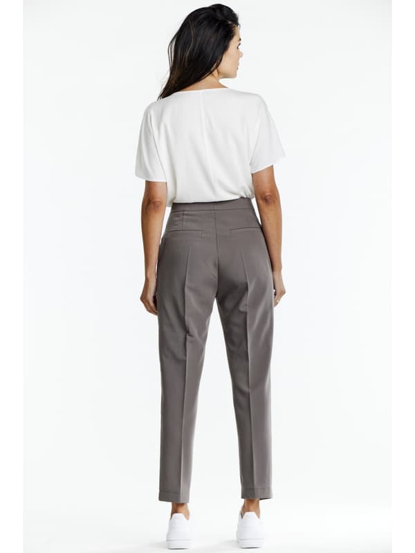 Elegante cigaretbukser med folder, taupe S