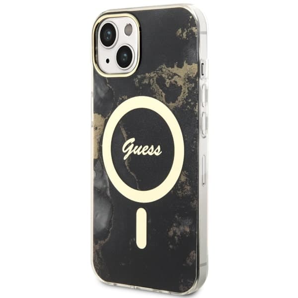 Guess Golden Marble MagSafe-etui til iPhone 14 Plus, sort