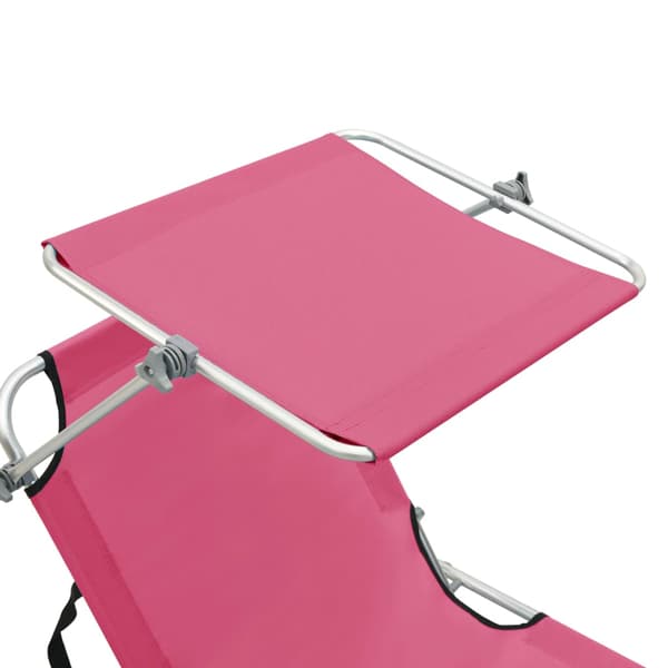 vidaXL foldbar liggestol med baldakin stål pink