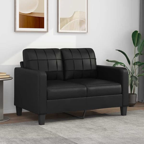 vidaXL 2-personers sofa, sort, 120 cm, kunstlæder