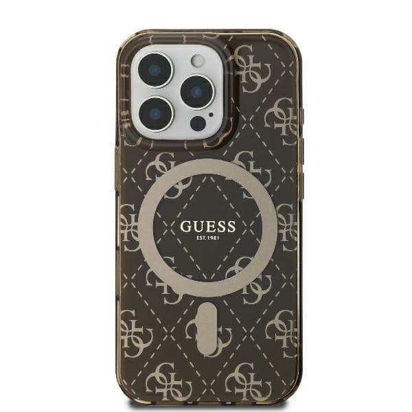Guess IML 4G Baggrund MagSafe-etui til iPhone 16 Pro, Brun