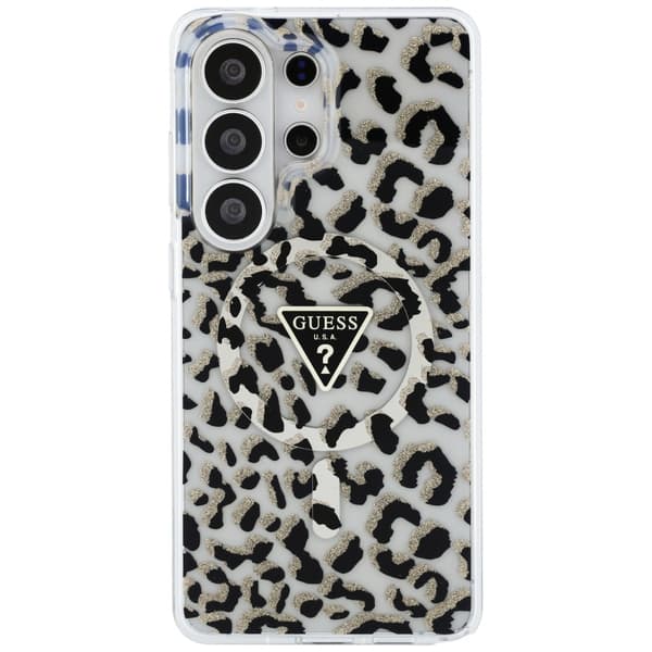 Guess IML Leopard Print Triangle MagSafe-etui til Samsung Galaxy S26 Ultra, sort