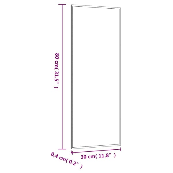 vidaXL Väggspegel, 30x80 cm, Glas, Rektangulär