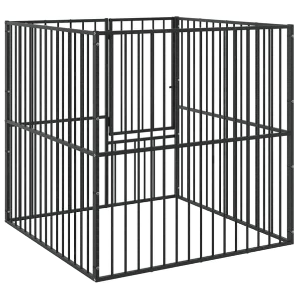 vidaXL hundebur, 4 paneler, sort, galvaniseret stål