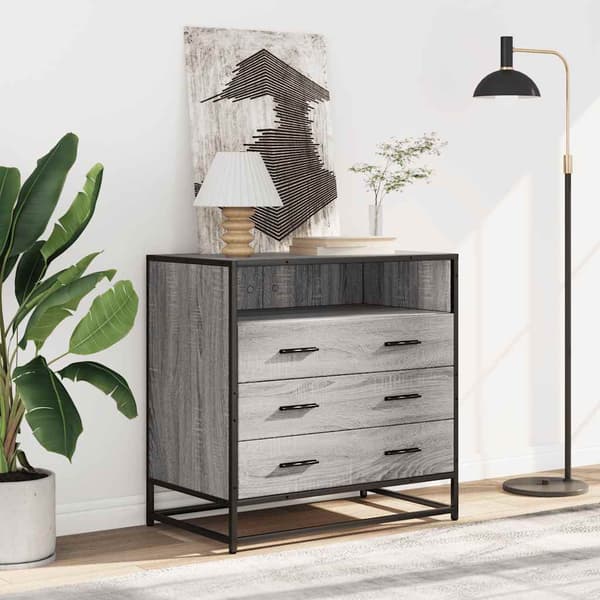 vidaXL kommode, grå Sonoma-eg, 70x41x70 cm, træbaseret materiale