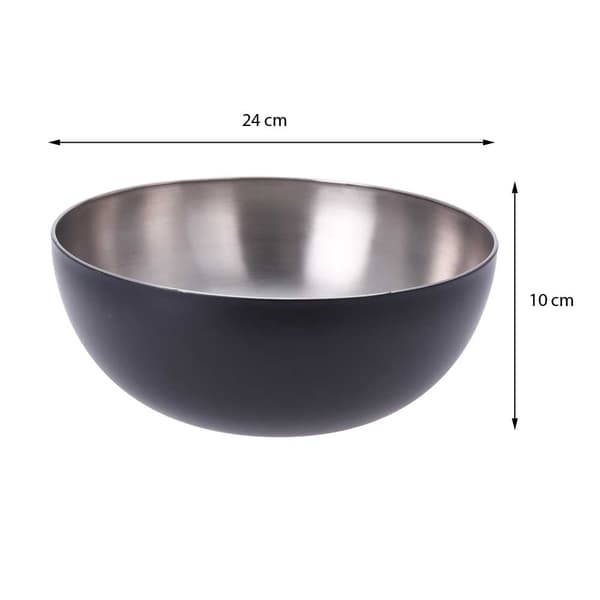Sort skål i rustfrit stål, 24 cm