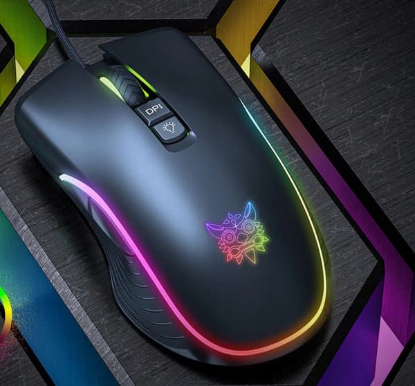 ONIKUMA CW905 sort kablet gamingmus med 6 RGB-knapper