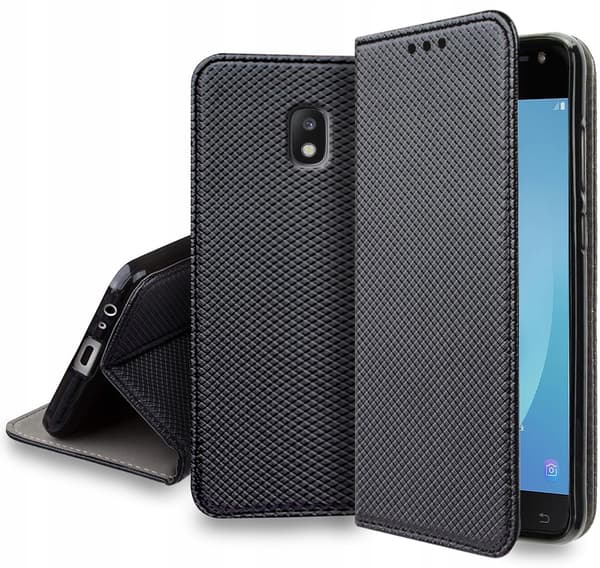 Etui til SAMSUNG GALAXY J3 2017 LUKKET SMART MAGNETETUIS SORT + GLAS