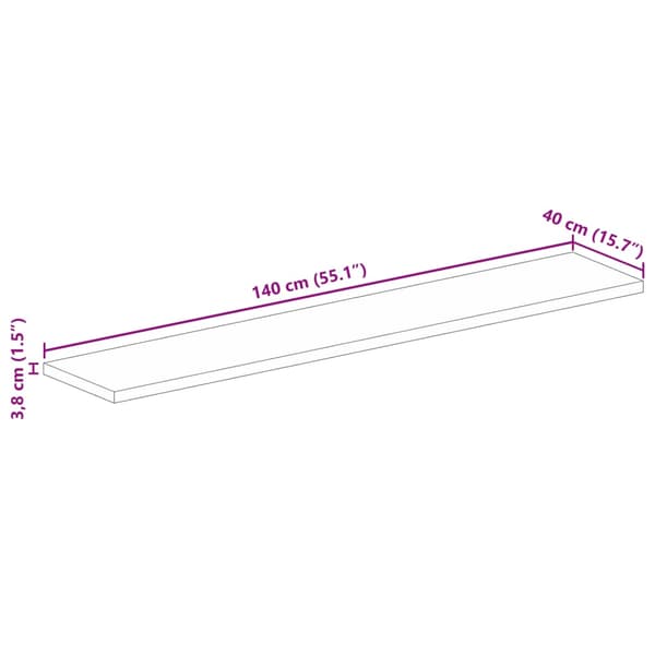 vidaXL bordplade 140x40x3,8 cm rektangulær ru mangotræ
