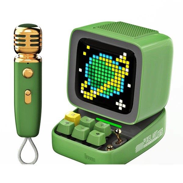 DIVOOM DITOO MIC högtalare pixel art med mikrofon grön