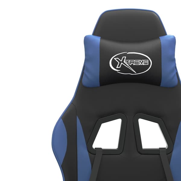 vidaXL drejelig gamingstol sort og blå kunstlæder