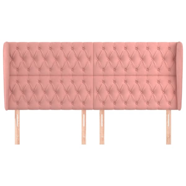 vidaXL Vingad nackstöd rosa 183x23x118/128 cm sammet