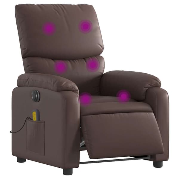 vidaXL elektrisk lænestol med massagefunktion, brun, kunstlæder