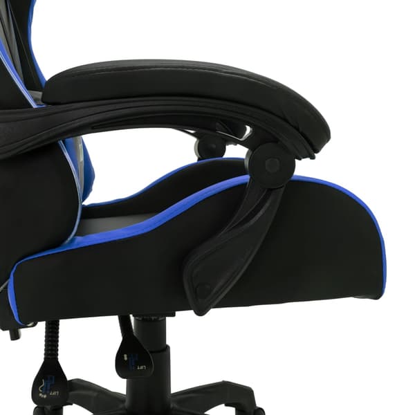 vidaXL gamingstol med RGB LED, blå og sort, kunstlæder