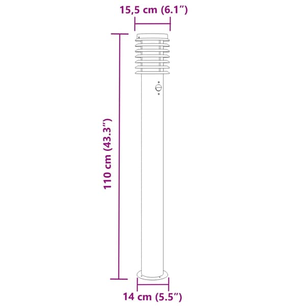vidaXL Trädgårdsstolpelampor med sensor, 3 st, silver, 110 cm