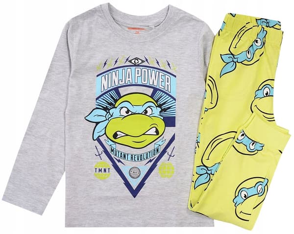 DRENGEPYJAMAS, bomuld, lange ærmer, NINJA TURTLES, grå 122 D011D